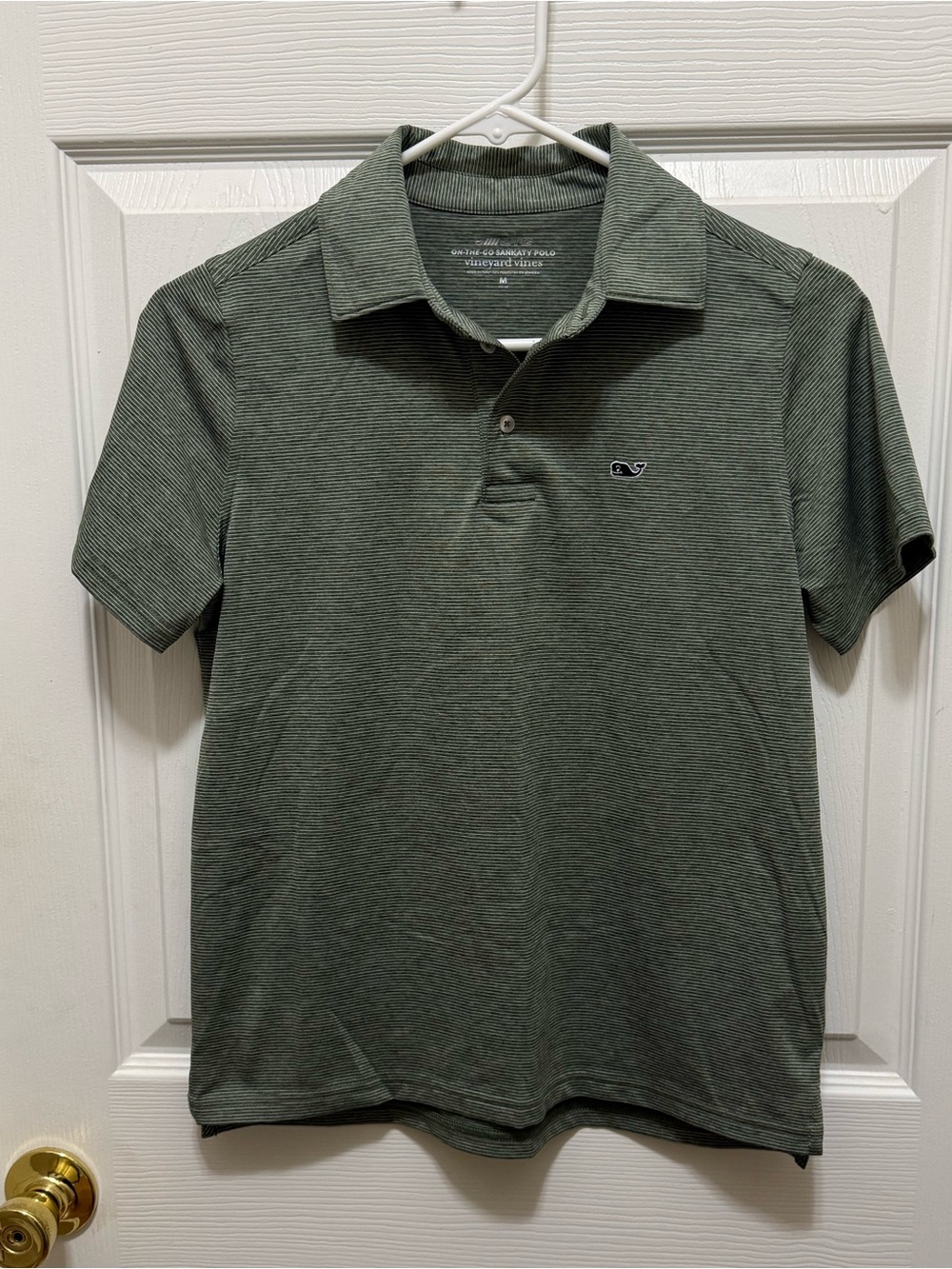 Vineyard Vines Boy’s Green Stripe Polo Shirt. Size Medium